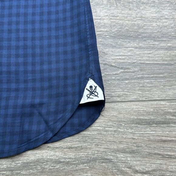 John Varvatos Slim Fit Tailored Dress Shirt Mens 16 32/33 Blue Check Preppy - Picture 6 of 15